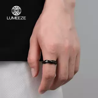 LUMEZE Mobius แหวนสําหรับชาย,สแตนเลส Twist Finger Band Signet แหวน, Punk Vintage Endless Love เครื่องประดับของขวัญ A140 #