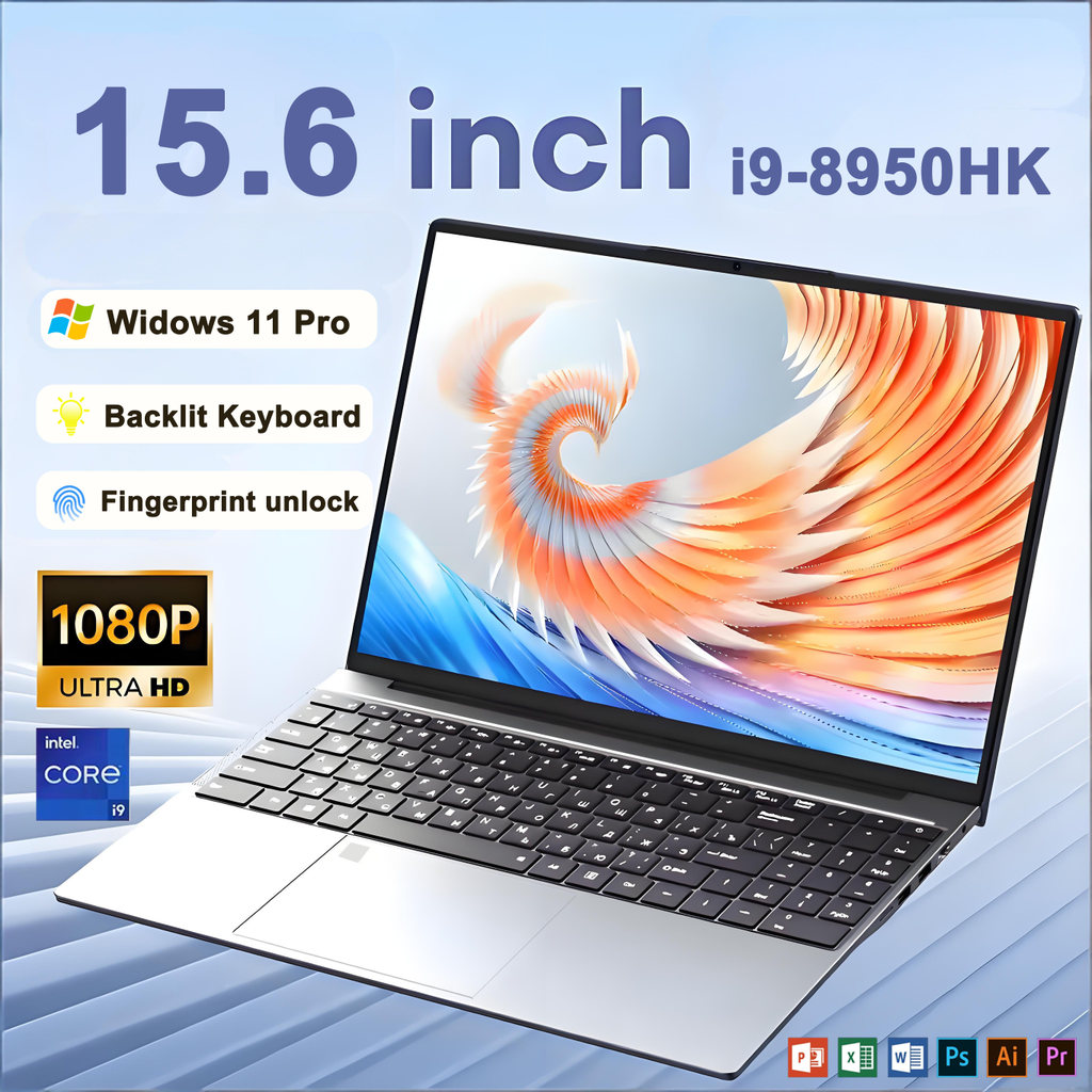 สินค้าใหม่Brand New i9-8950HK Laptop 15.6 นิ้ว - 16GB DDR4 1TB 2TB M.2 SSD, Windows 11 Pro Office ติ