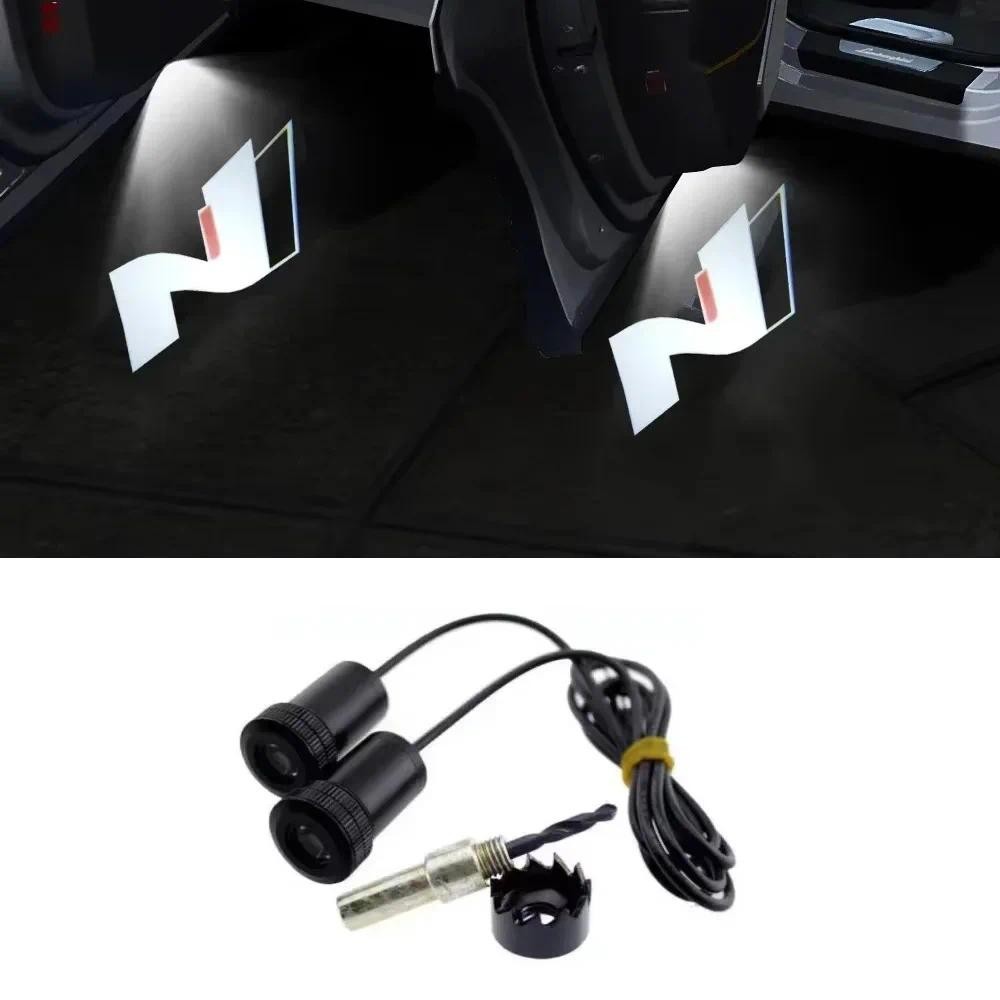 สําหรับ Hyundai N Badge Light N โลโก้ประตูสําหรับ Hyundai ix35 ix25 i40 IX30 I10 Tucson Sonata 2pcs 