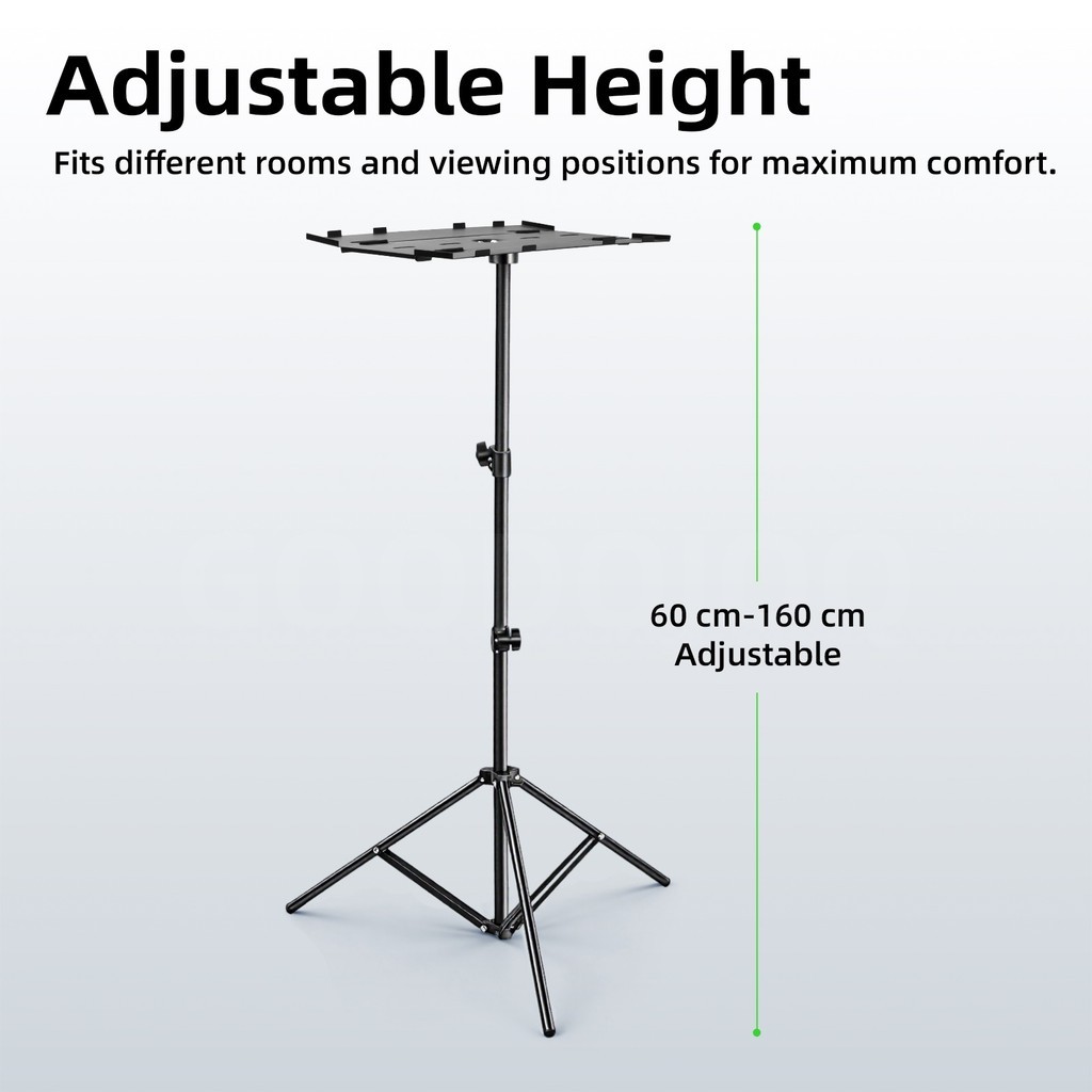 GOOJODOQ ตัดออก ขาตั้งโปรเจคเตอร์แบบพกพาปรับความสูงได้ถึง160ซมถาดโลหะขนาดใหญ่ติดตั้งง่ายและรวดเร็ว - รูปที่ 2