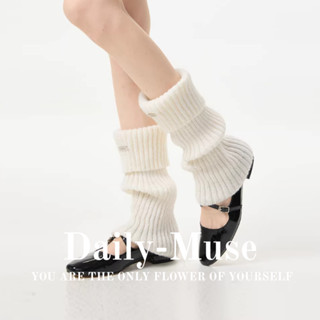 Daily-Muse ถุงเท้าถึงน่อง ใส่ซ้อนกันได้ สไตล์ JK ถุงเท้าถักส…