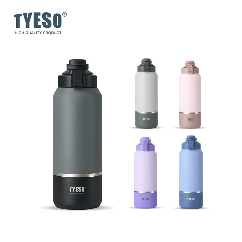TYESO 01-01013 / 01-01014 / 01-01015 ขวดน้ำเก็บอุณหภูมิ 1200ml / 1500ml / 2000ml สแตนเลสสูญญากาศ เก็บร้อน-เย็น 24ชม. ฝา Pop-Up กันรั่ว BPA Free กระติกน้ำความจุใหญ่
