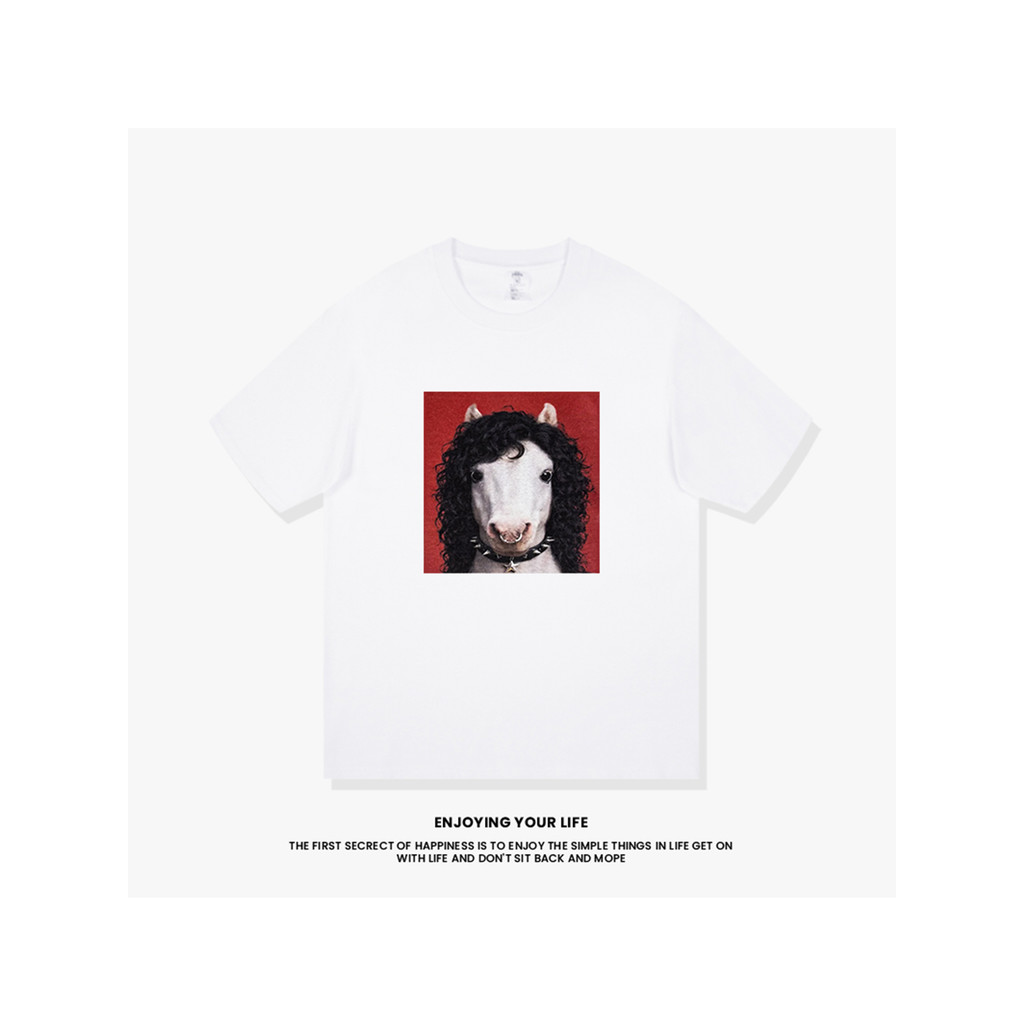 ปีม้า Pony ID Photo ทำจากผ้าฝ้ายแท้ สวมใส่สบาย แขนสั้น เหมาะสำหรับทุกกิจกรรม