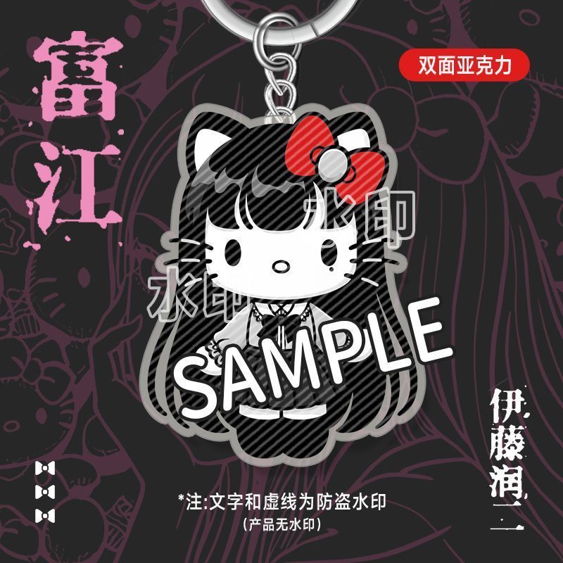 Tomie Ito Junji HelloKitty พวงกุญแจข้อต่อ Qi Bangs Dark Lolita จี้อะคริลิคสองด้าน