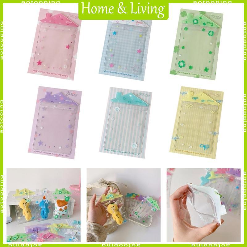 AOTOO แบบพกพา PVC ใสตุ๊กตากรณี House Shape การ์ด Organiser Sleeve