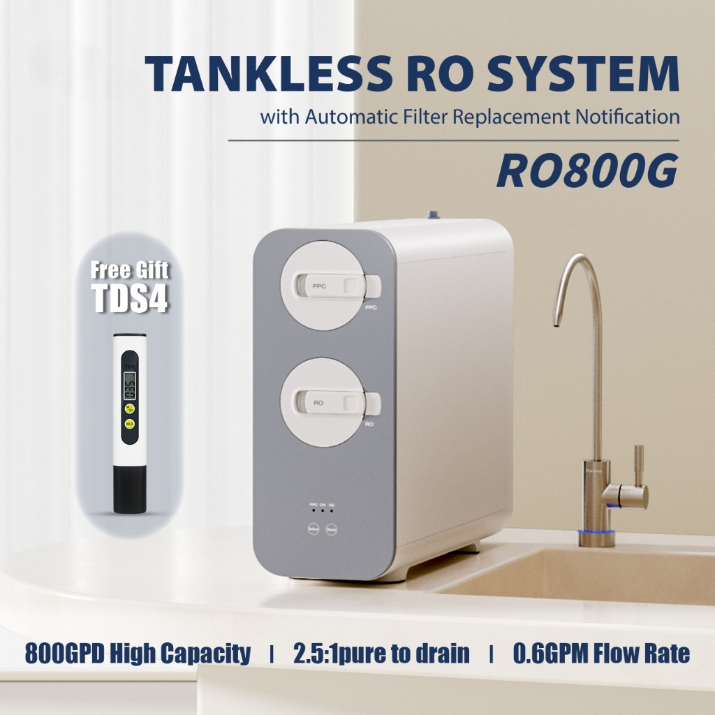 ISpring RO800G ระบบกรอง Reverse Osmosis ไร้ถัง 800 GPD เครื่องกรองน้ําดื่มใต้อ่างล้างจาน 2.5:1 Pure 