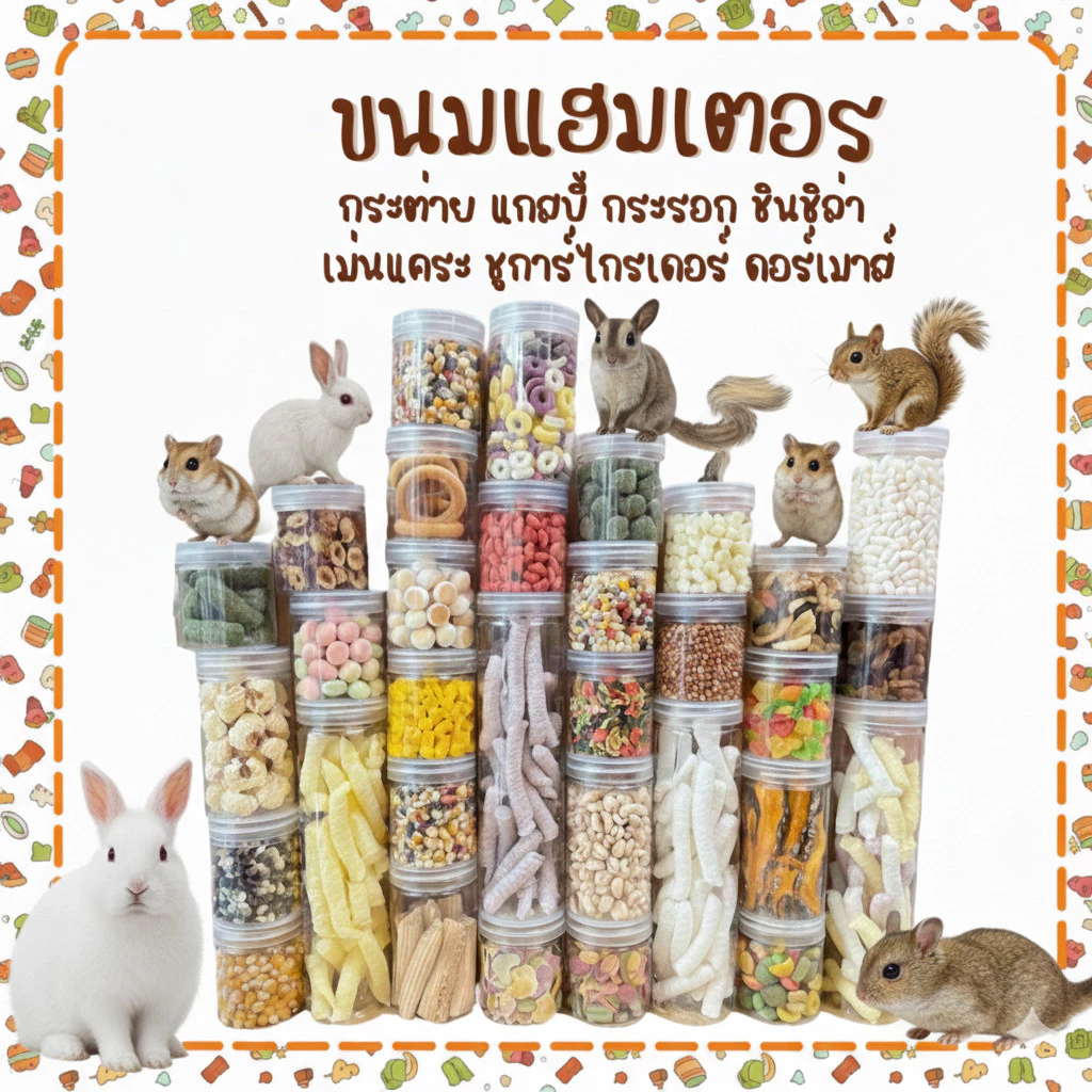 Bunny.indy อาหารหนูแฮมเตอร์ ขนมหนูแฮมเตอร์ กระต่าย กระรอก ชูการ์ไกรเดอร์ เม่นแคระ และ สัตว์เล็ก อื่นๆ Snacks