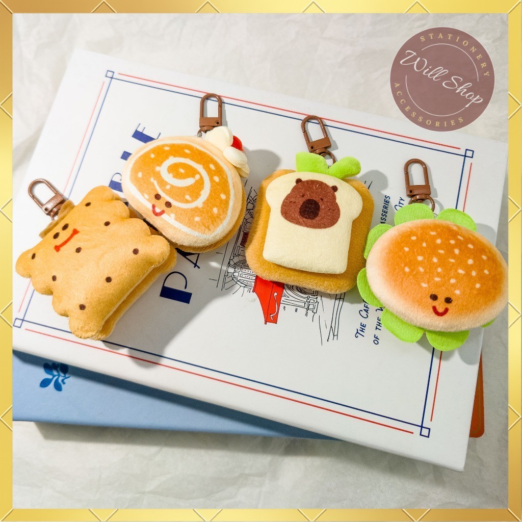 GANTUNGAN MINI AND FRIENDS BURGER BISSUIT BAG CHARM KEYCHAIN GK-2006