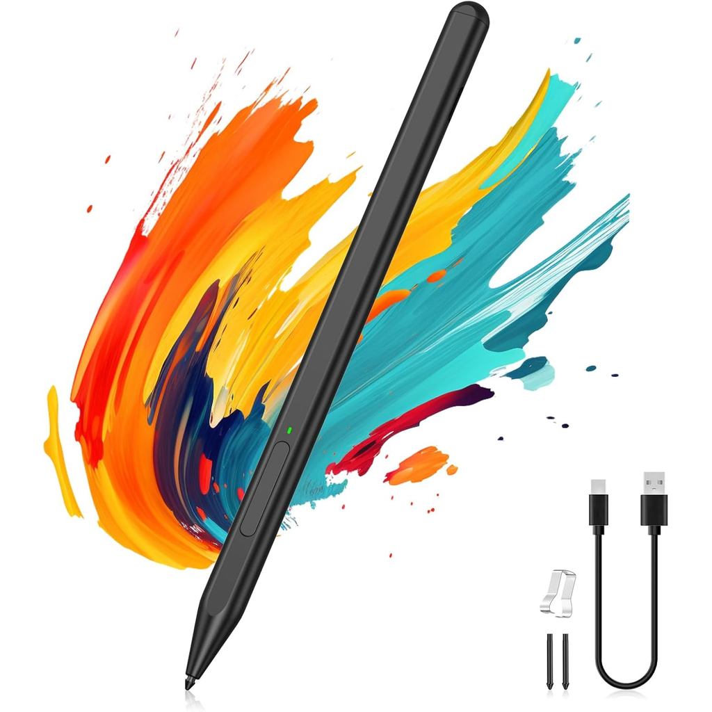 MoKo ปากกาสไตลัสพร้อมปุ่มยางลบและการปฏิเสธฝ่ามือความดัน 1024 สําหรับ Microsoft Surface Pro 12/11/10/9/8/X/7+/6/5/4,Go 4/3/2/1