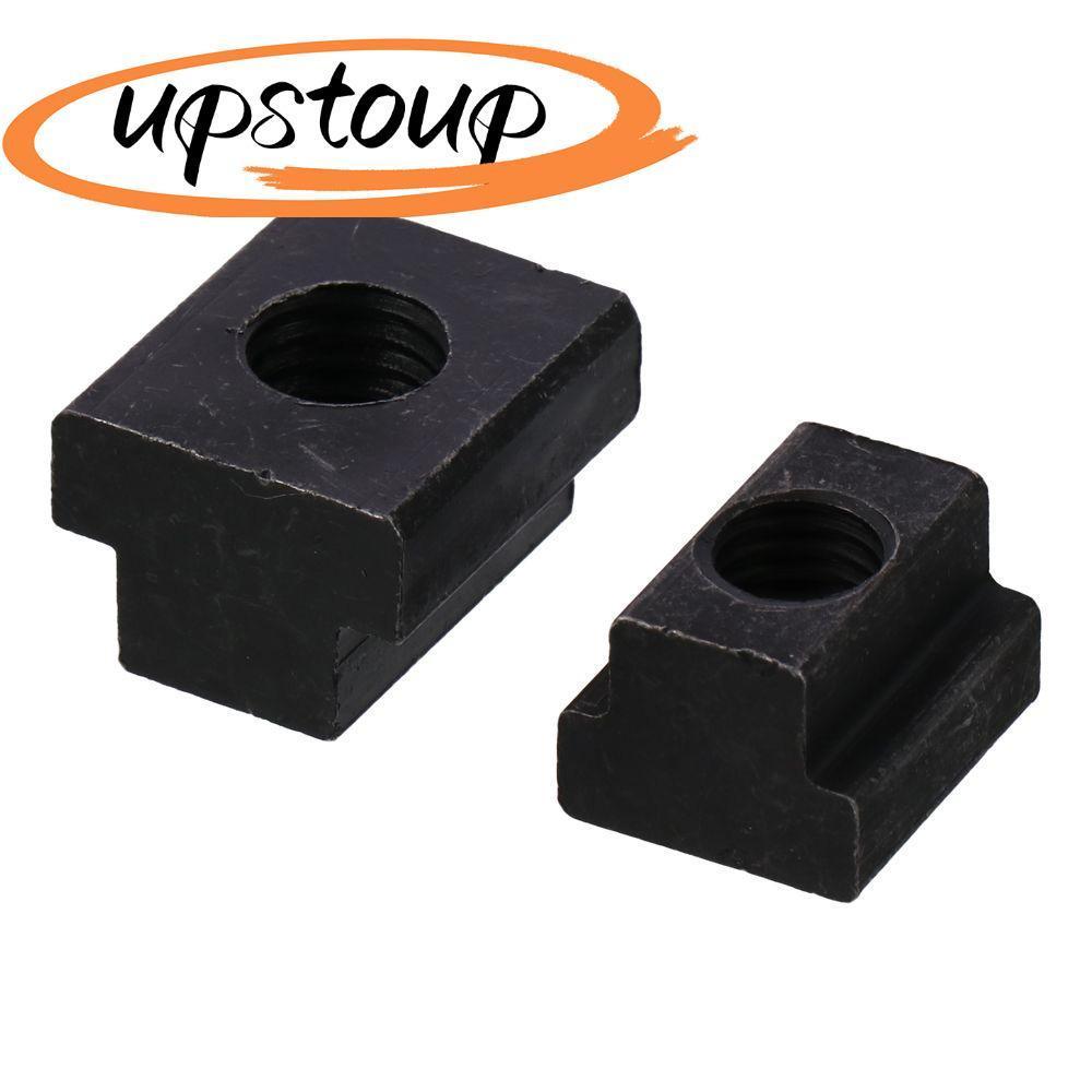 UPSTOUP 10 ชิ้น T Slot Nuts, M6 M8 M10 M12 Black Oxide Tapped Through Slot Nuts, Hardware Nuts เหล็ก