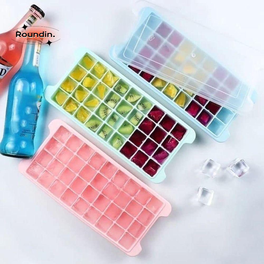 ROUNDIN DIY Ice Moulds, แม่พิมพ์ก้อนน้ําแข็งซิลิโคน Sefter เกรดอาหาร, ล้างง่าย 36grids พร้อมฝาปิดแม่พิมพ์บล็อกน้ําแข็ง
