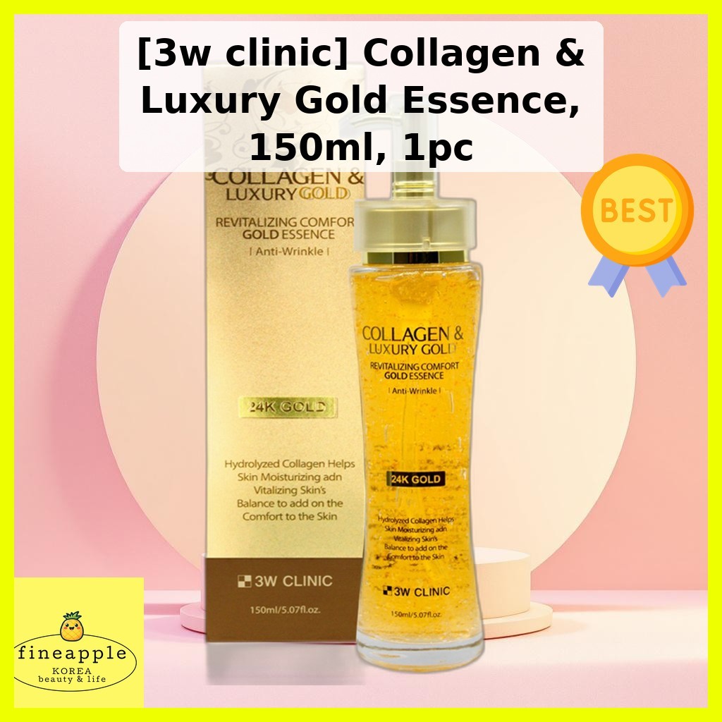 3W CLINIC [คลินิก 3w] Collagen & Luxury Gold Essence, 150ml, 1pc / Korean Essence / Radiant Glow / ข