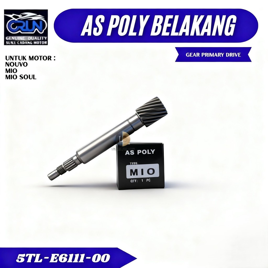 5LW-E611-00 Yamaha MIO Poly Axle Pully / Pulley Axle MIO SOUL MIO NEW MIO SMILE NOUVO Z CRUN