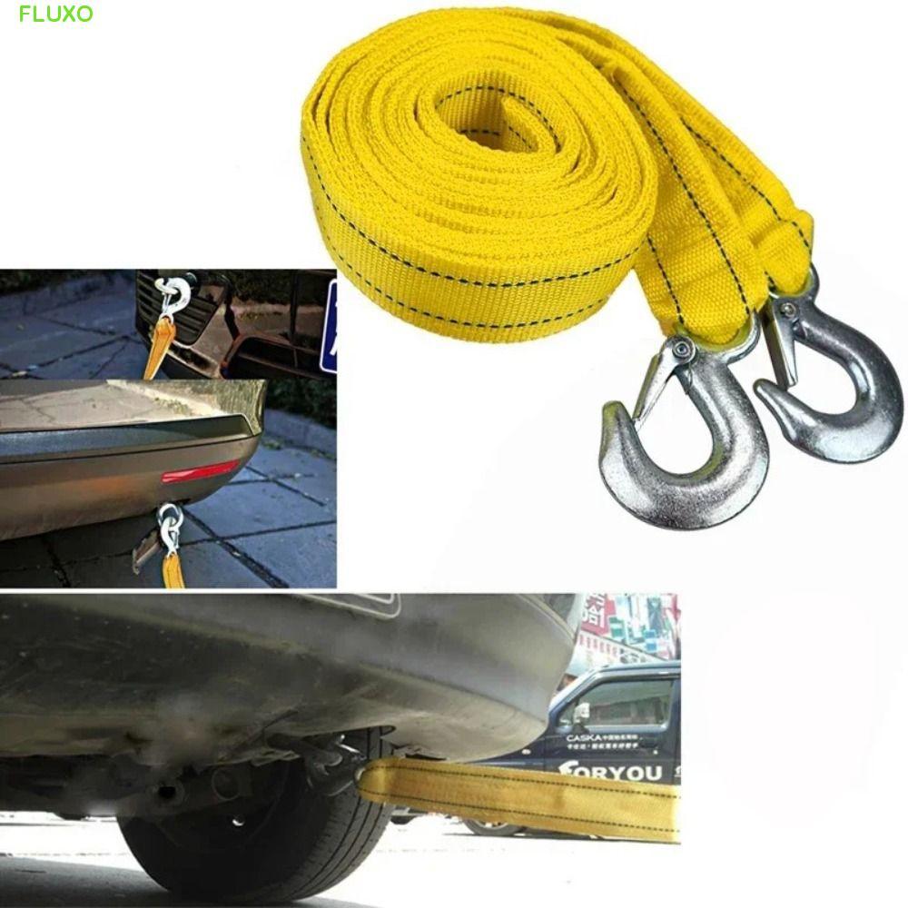 FLUXO รถพ่วงสาย, Heavy Duty High Strength Trailer เชือก, Tow Strap 3M 4M พร้อมตะขอ 3 ตัน 5 ตันฉุกเฉิ