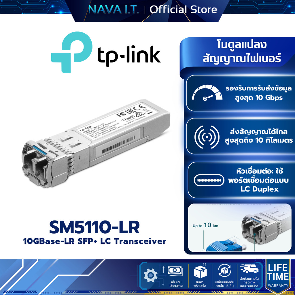 TP-LINK SM5110-LR Omada 10GBase-LR SFP+ LC Transceiver รับประกัน 1 ปี