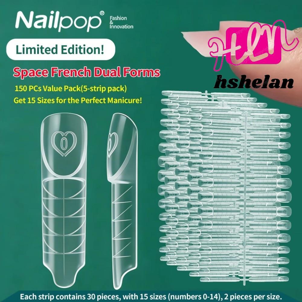 HHSHELAN 75/150 ชิ้นต่อเล็บ,พลาสติกนํากลับมาใช้ใหม่พื้นที่เล็บรูปแบบ,15 ขนาดโปร่งใสภาษาฝรั่งเศสคําเค