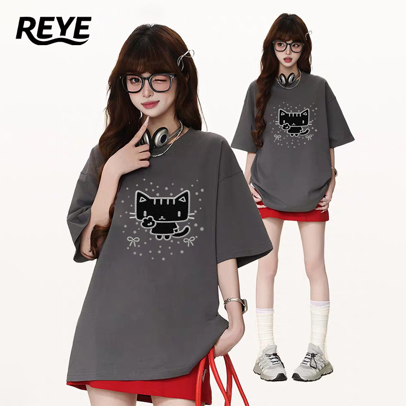 REYE OUTLET 🎊เสื้อยืดแขนสั้นผู้หญิง ไซส์ใหญ่ แฟชั่นมาใหม่ ผ้าคอตตอนแท้ ใส่แล้วดูผอม ทันสมัย