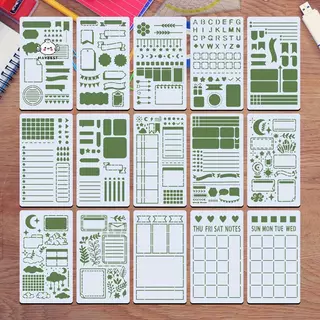 {maybest} 15 ชิ้นไดอารี่วาดแม่แบบReusable Bullet StencilsสําหรับภาพวาดDIY Scrapbookingไดอารี่สมุดภาพวารสารเครื่องเขียนของขวัญ {TH}