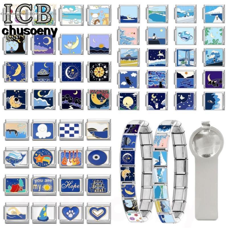 สไตล์พิเศษใหม่แฟชั่น Moon Night การ์ตูน Charm อิตาเลี่ยน Links Fit 9 มม.สร้อยข้อมือเครื่องประดับสแตนเลส DIY ทํา