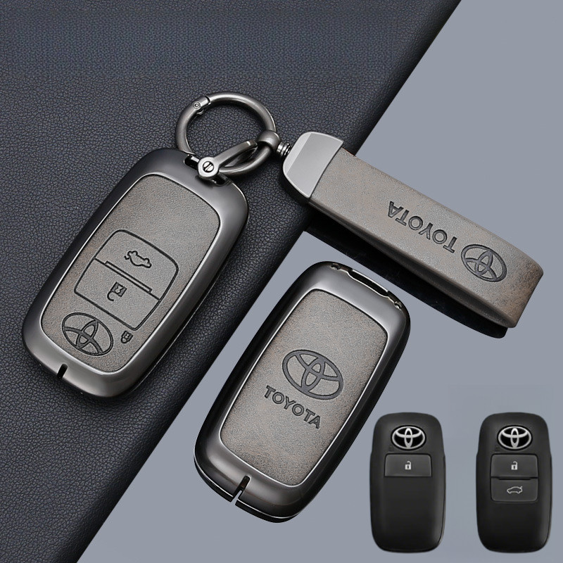 สังกะสีอัลลอยด์ฝาครอบกุญแจรถสําหรับ Toyota Vios 2023 Yaris Ativ Avanza Veloz Raize Fob ฝาครอบผู้ถือกระเป๋าปลอกพวงกุญแจอุปกรณ์เสริม