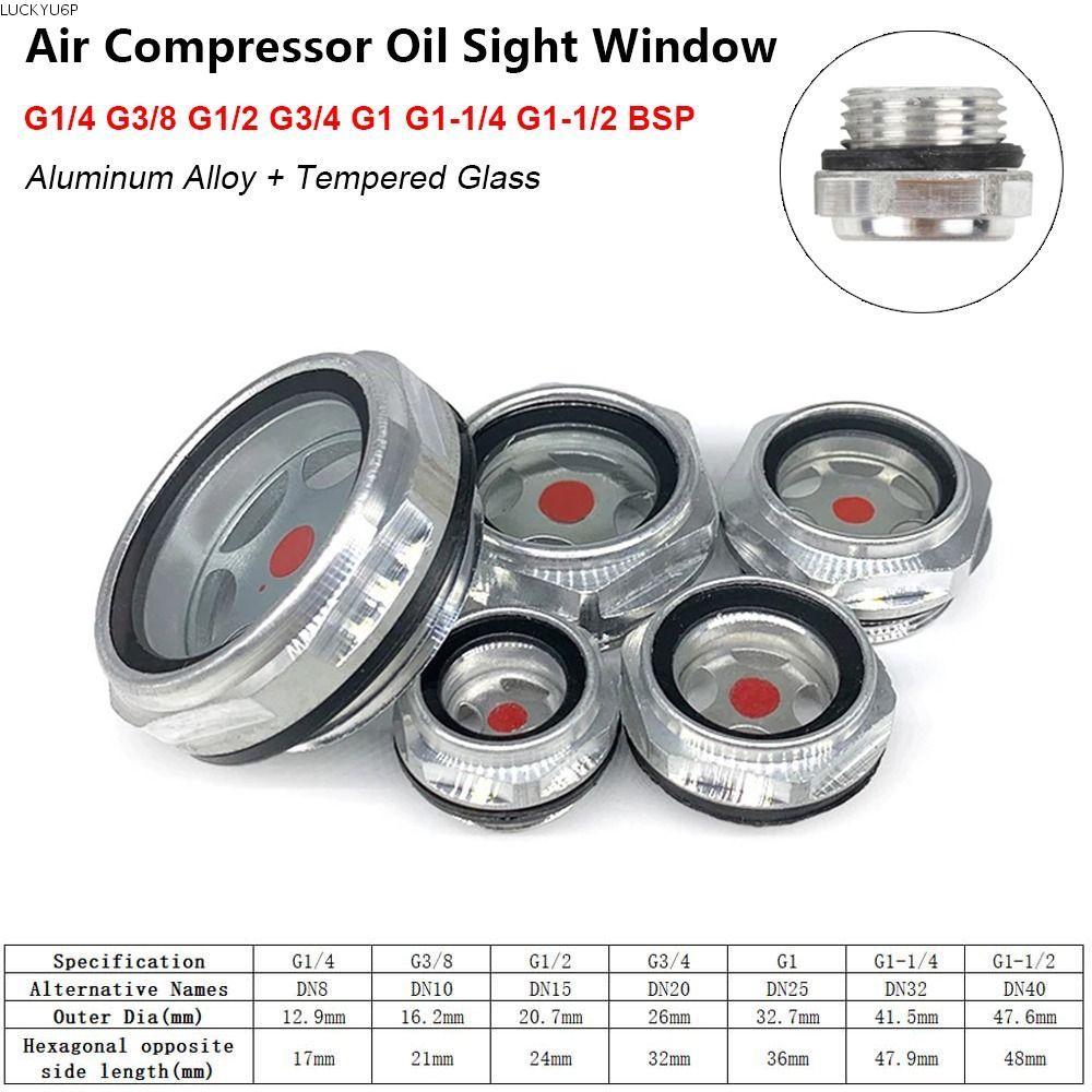 LUCKYU6P 1 ชิ้น Oil Sight หน้าต่าง, ด้ายชาย G1/4 G3/8 G1/2 G3/4 ระดับน้ํามัน Sight Glass, กระจกนิรภั