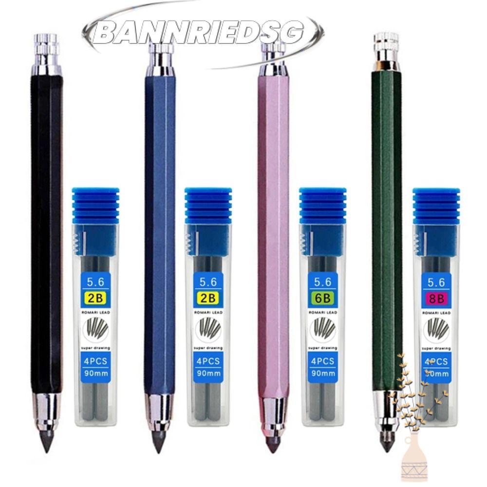 BANNRIEDSG989YR ดินสออัตโนมัติออกแบบการ์ตูน 2B/4B/6B/8B ดินสอ Refill Sketch 5.6 มม.โลหะวาดเครื่องมือ