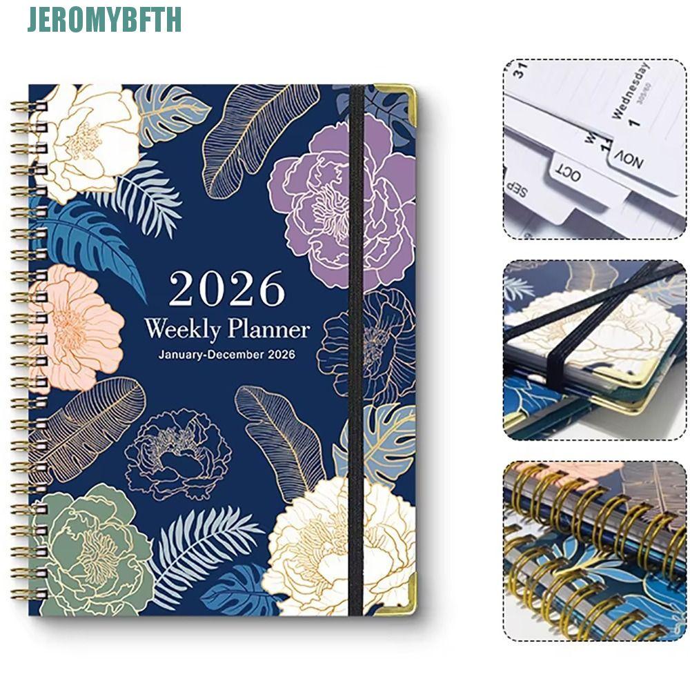 สมุดบันทึก JEROMYBF สมุดบันทึกแบบม้วน 2026 วัน 2026 รุ่น 2026 แท็บรายเดือน A5 ขนาดไดอารี่สมุดบันทึกอ