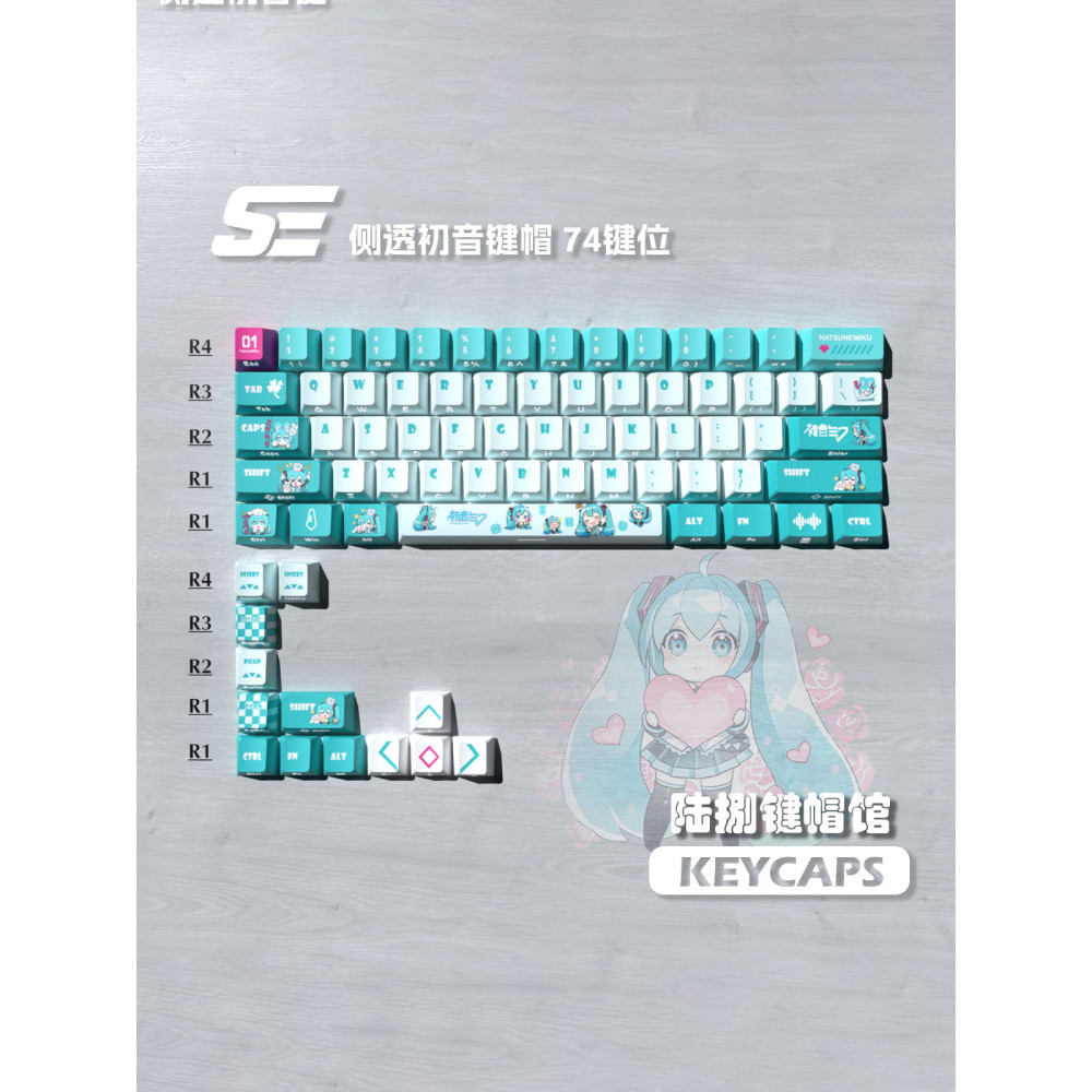 [ แผ่นดินใหญ่ Fast Shipping] เปลี่ยน Keycap Keycap Keycap Hatsune MIKU MIKU ความสูงแกะสลักด้านข้าง T