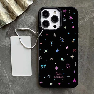เคสไอโฟน17สำหรับ IPhone 11 12 13 15 16 17 Air 14 Pro Max XR XS X Max 7 8 Plusแฟชั่นจุดน่ารักดาวพื้นผิวมันวาวซิลิโคนปก