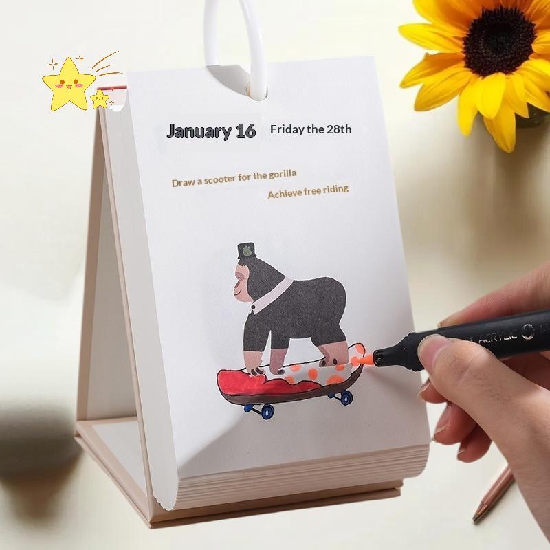 [JBTH] 2026 ลูกสุนัขน่ารัก Luy ปฏิทิน Healing ภาพประกอบเส้น 365 วัน Warm Puppy ปฏิทินตั้งโต๊ะ I Was 