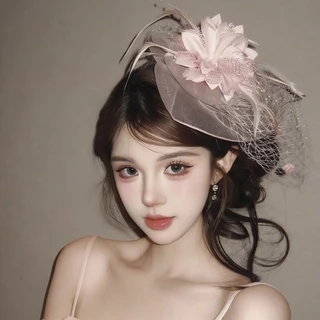 COD กิ๊บหมวกตาข่าย ดอกไม้ขนนก สไตล์ย้อนยุคคลาสสิค สไตล์ฝรั่งเศส แต่งตัวเทศกาล