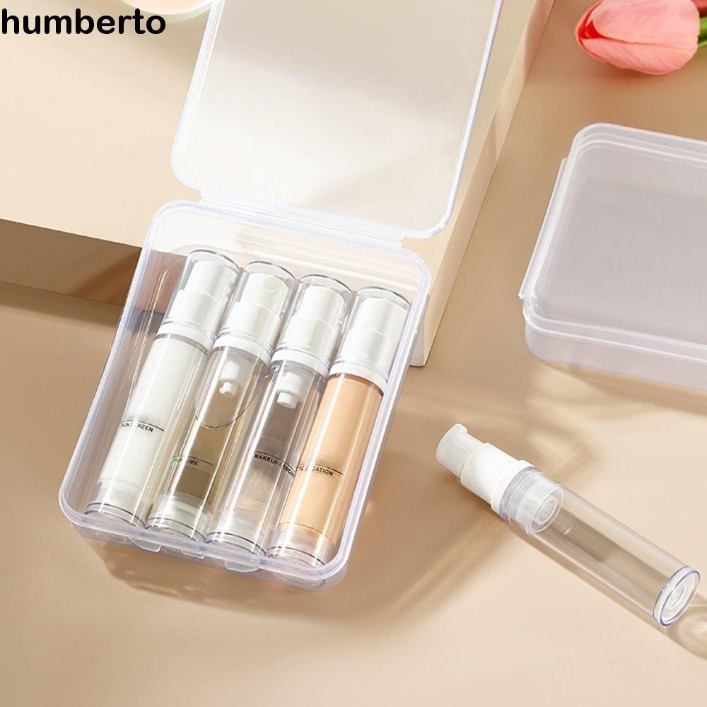 HUMBERTO 3/4 ชิ้นชุดขวดรีฟิลสําหรับเดินทาง,เติมขวดกดสุญญากาศใส,พลาสติก 5ml/10ml/15ml Airless โลชั่นเปล่าขวดปั๊ม Moisturizer