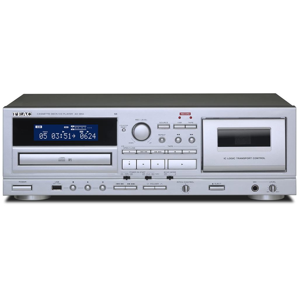 TEAC AD-850-SE/S Cassette Deck/CD Player with USB Memory Recording and Playback, Microphone Input, T