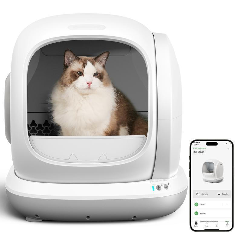 MeoWant SC02 75L ขนาดใหญ่ Self-Cleaning Cat Litter กล่อง APP ควบคุม Anti-Urine Splash ลบกลิ่น