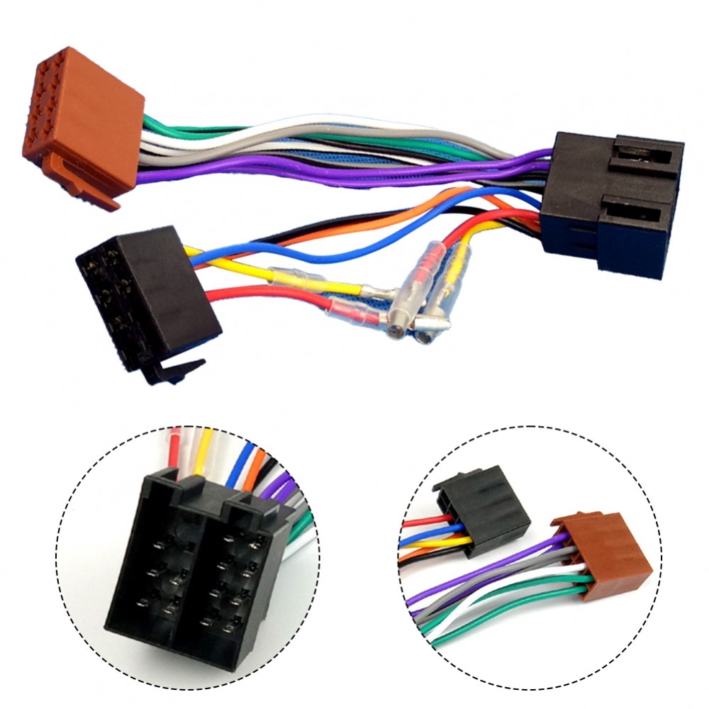 ISO Female to ISO Socket 16 Pin อะแดปเตอร์สายรัดวิทยุสําหรับระบบเครื่องเสียงรถยนต์