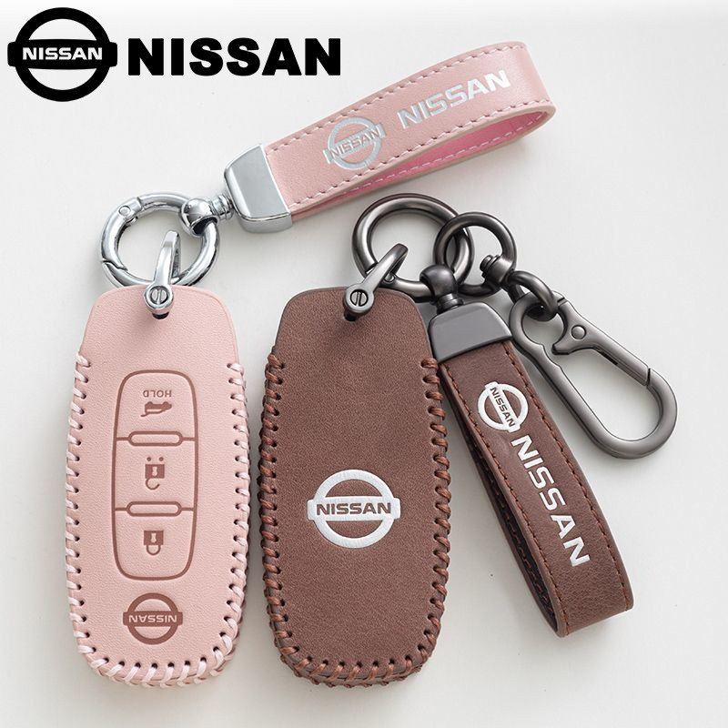 ของแท้หนังสมาร์ทพับฝาครอบกุญแจรถพวงกุญแจสําหรับ Nissan Rouge Kicks Pathfinder j12 Ariya Altima Rogue Qashqai Bluebird Sylphy Juke Qashqai X-Trail T31 T32