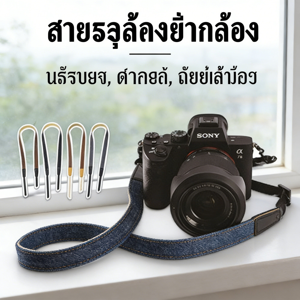 กล้องสายคล้อง สายเส้นเล็ก ยีนส์กล้อง