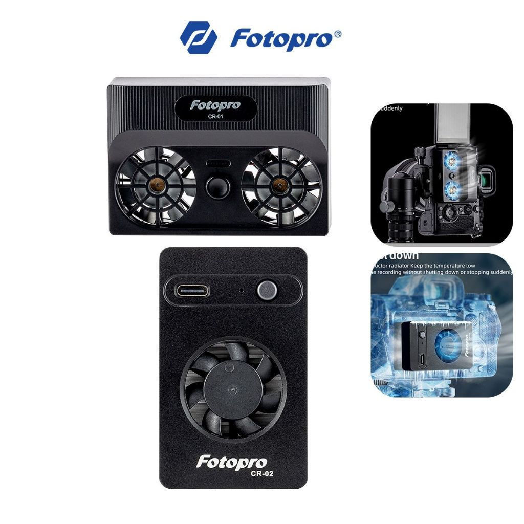 Fotopro CR01 Camera Cooler / CR02 Semiconductor Cooling Camera Cooler - อุปกรณ์ป้องกันความร้อนเกินสําหรับกล้องวิดีโอ Sony & Canon, Advanced Live Streaming Cooling Solution