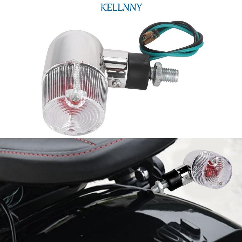 Kelln Low Profile Mini Turn Signal Light Lamp สําหรับแฮนด์ Universal Fit Blocking