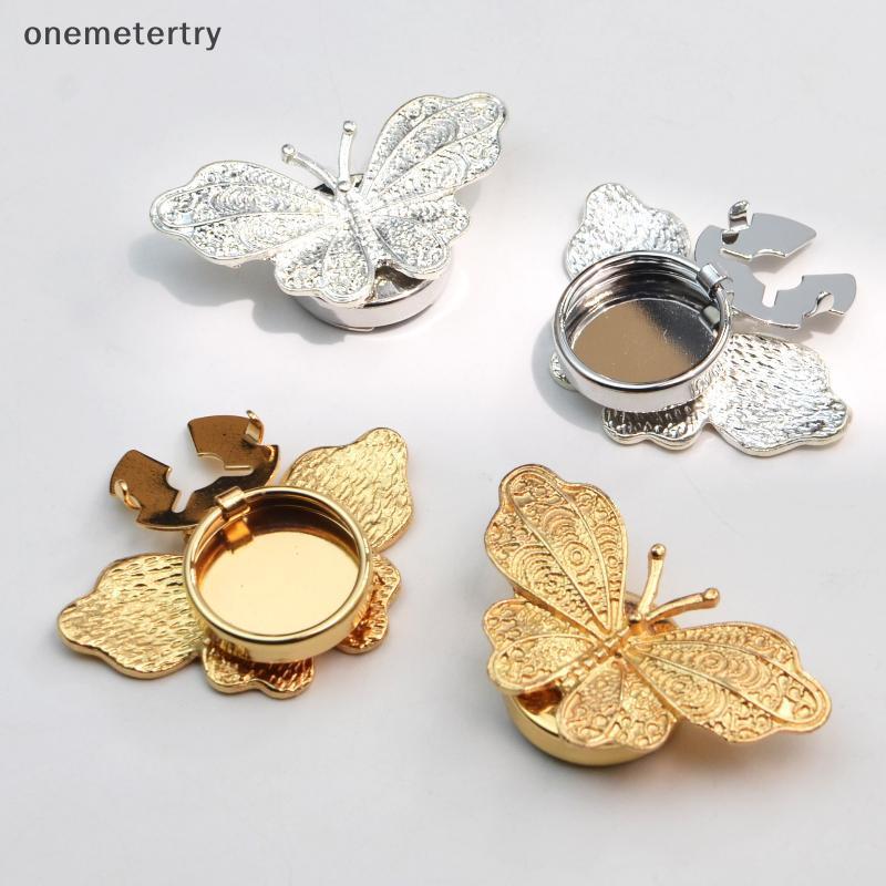 ผีเสื้อแบบโลหะ Cufflinks กับเพชรสังเคราะห์ สำหรับข้อมือและปกคอ พร้อมปุ่มเพชรครอบคลุม