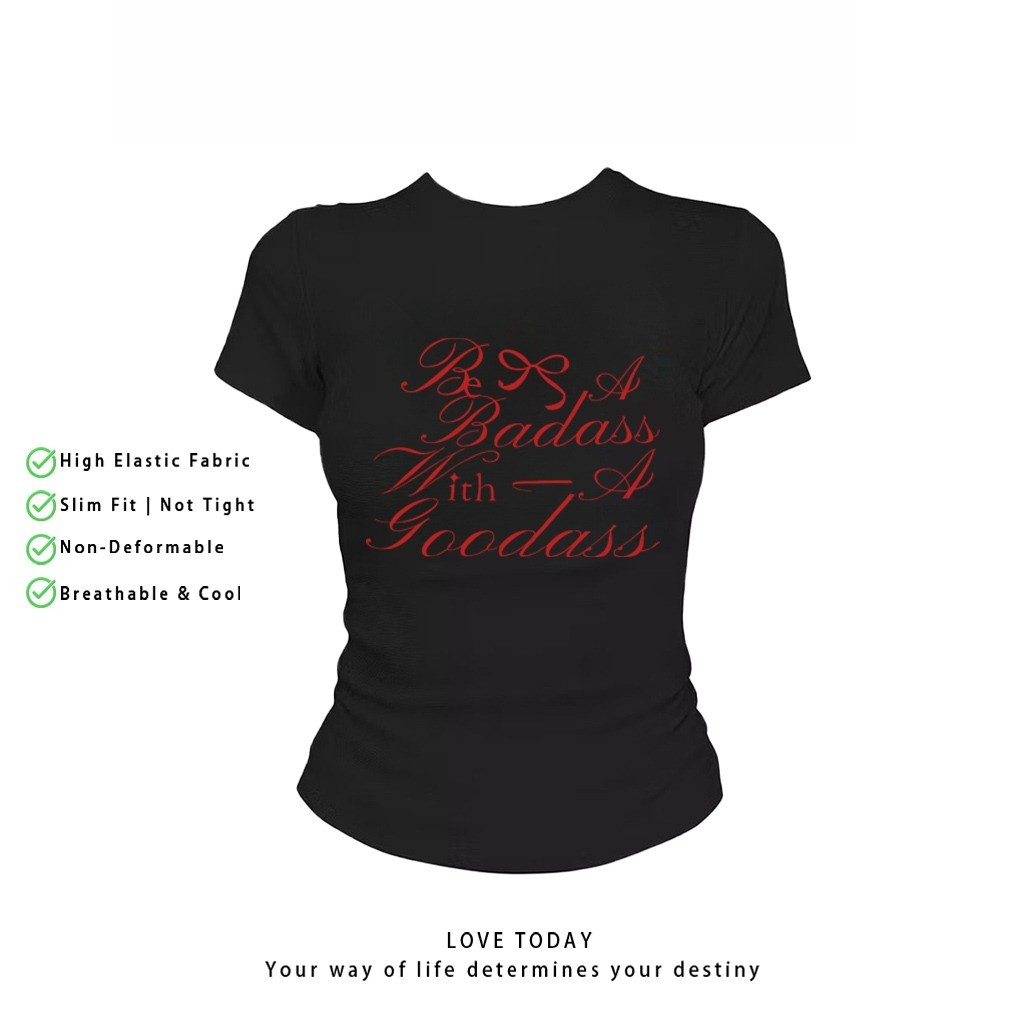 COD（จัดส่งภายใน 24 ชั่วโมง）| เกาหลี ผู้หญิง เสื้อทรง BABY TEE GOD'S FAVORITE