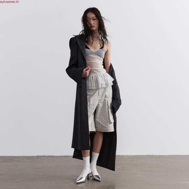 Moodie - เสื้อโนรา | เสื้อกล้ามบานยาวตาข่ายซีทรูพร้อมซับด้านใน