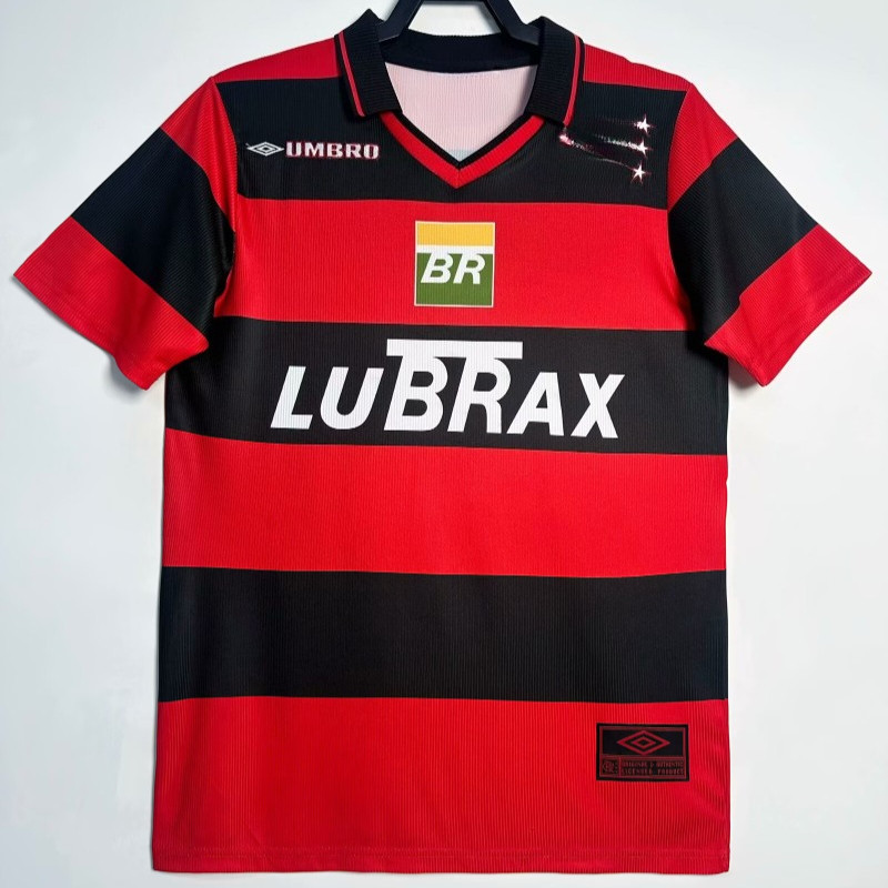 1995 FL Mengo Home เสื้อฟุตบอลแขนสั้น Retro สีแดง S-XXL