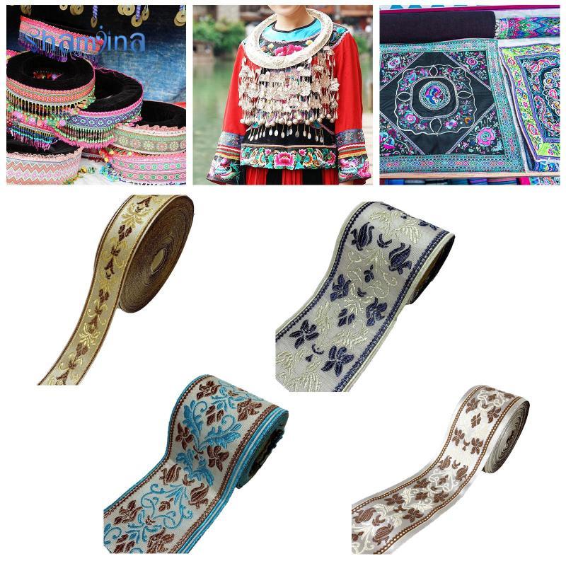 [Shamjina] ชาติพันธุ์ Jacquard Ribbon Decor Jacquard Ribbon Craft เย็บริบบิ้นผ้าสําหรับกระเป๋าเย็บกา