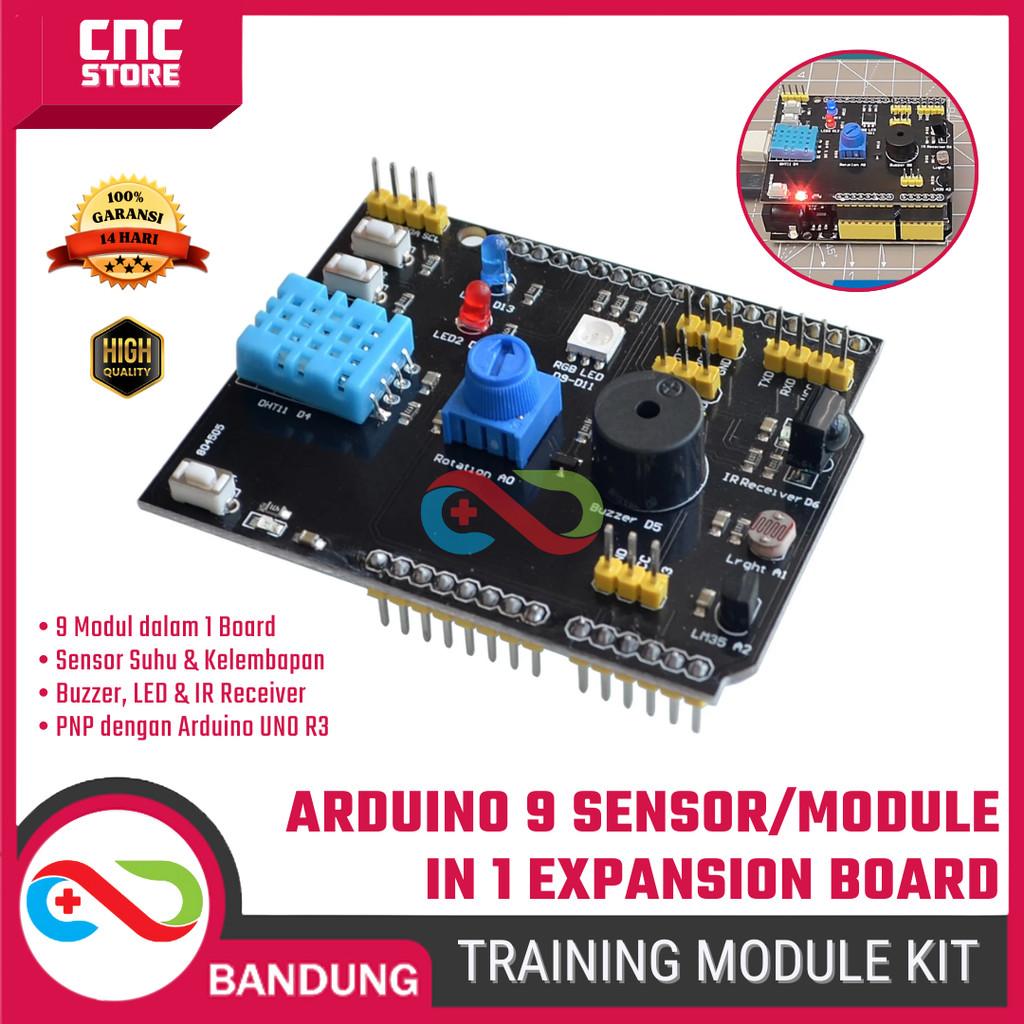 UNO Shield บอร์ดขยายมัลติฟังก์ชั่นเซ็นเซอร์ 9-in-1 DHT11 อุณหภูมิและความชื้นสําหรับการขยาย Arduino U