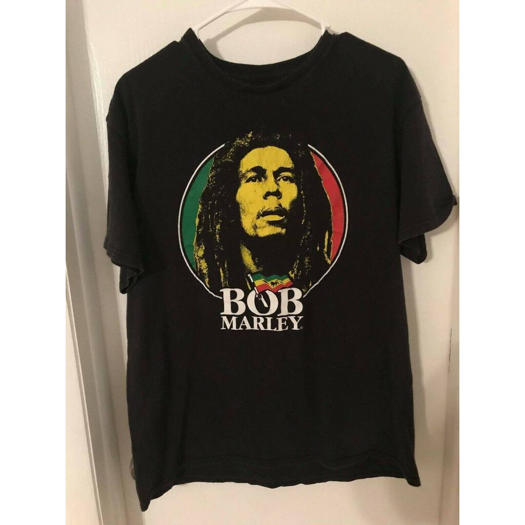 แฟชั่นPure Cotton 100%  Ready Stock Zion Roots Wear Bob Marley Men'S Black Short Sleeve T shirt men 