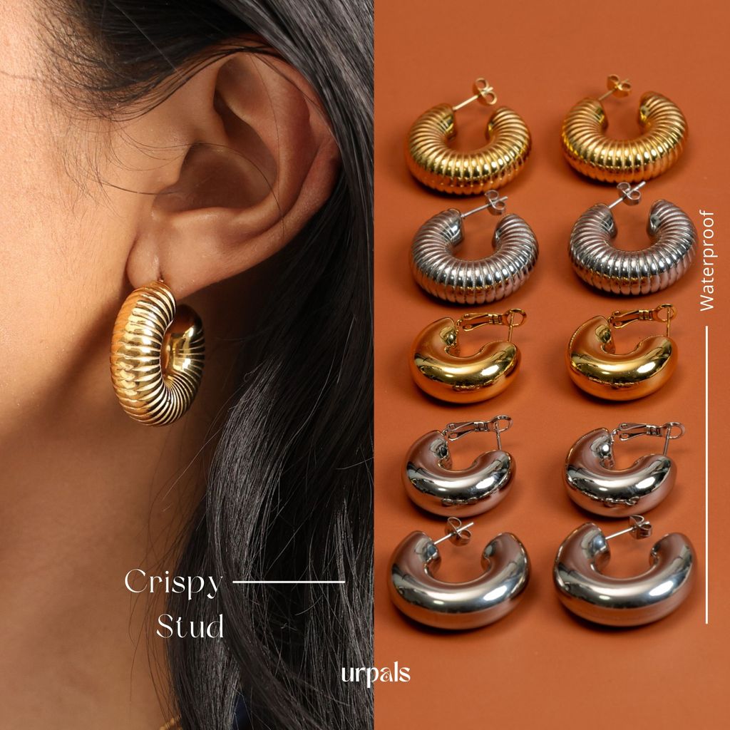 URPALS ต่างหู ต่างหูสายฝอ Stainless ชุบทอง 18K เกรด Premium ดีไซน์เก๋ ใส่ได้ทุกวัน ใช้งานได้นาน