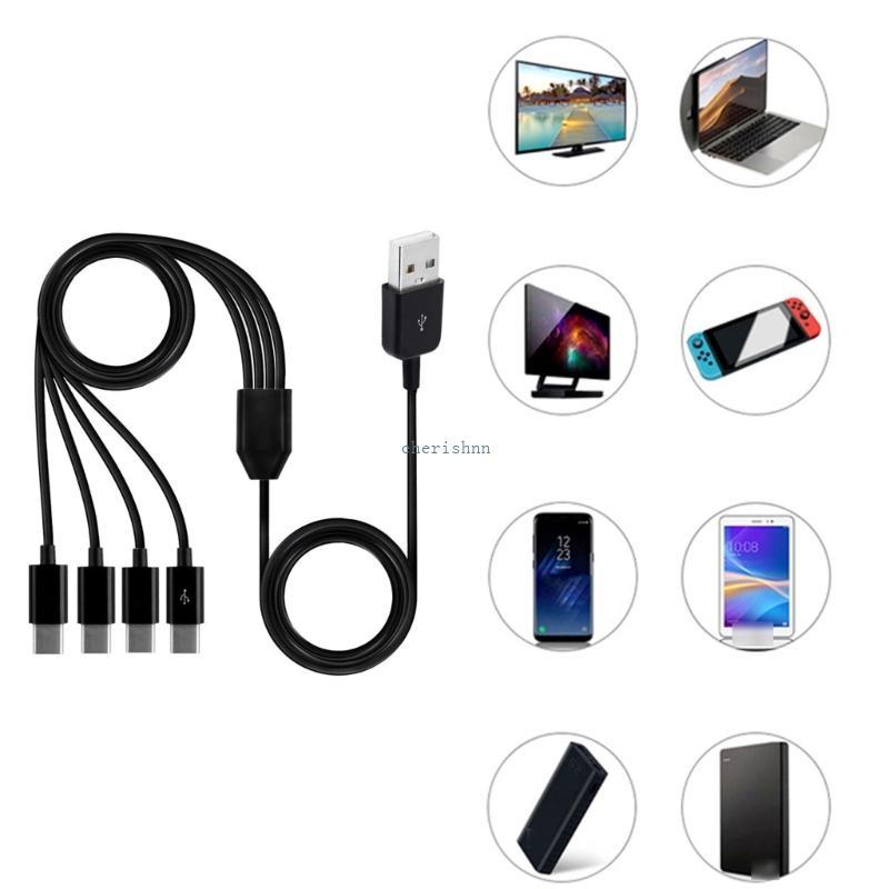 CH* สายชาร์จแยก USB Type C 4 in 1 Multi สายชาร์จ USB to 4x Type C