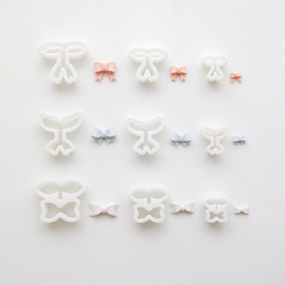 1PC เครื่องประดับทําประเภทที่แตกต่างกันรูปร่าง Bows Polymer Clay เครื่องตัดสําหรับ DIY ต่างหู Handmade ของขวัญจี้ตกแต่งทําเครื่องมือน้ําตาลเค้กแม่พิมพ์