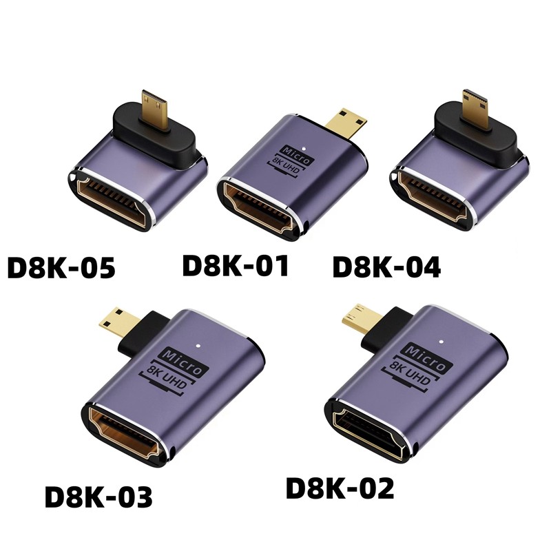 อะแดปเตอร์ Micro HDMI Male to HDMI2.1 Female Ultra HD 8K @ 60Hz เหมาะสําหรับกล้องดิจิตอลอุปกรณ์แสดงผ